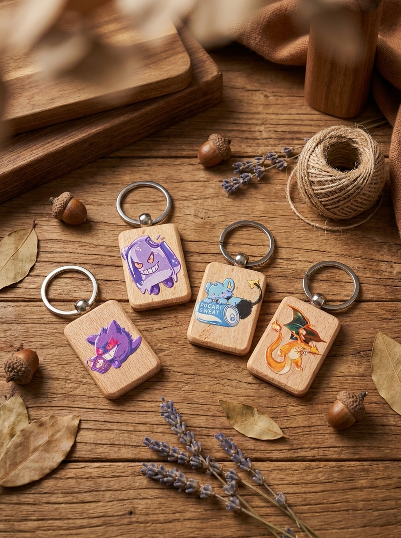 Wooden Keychain Set