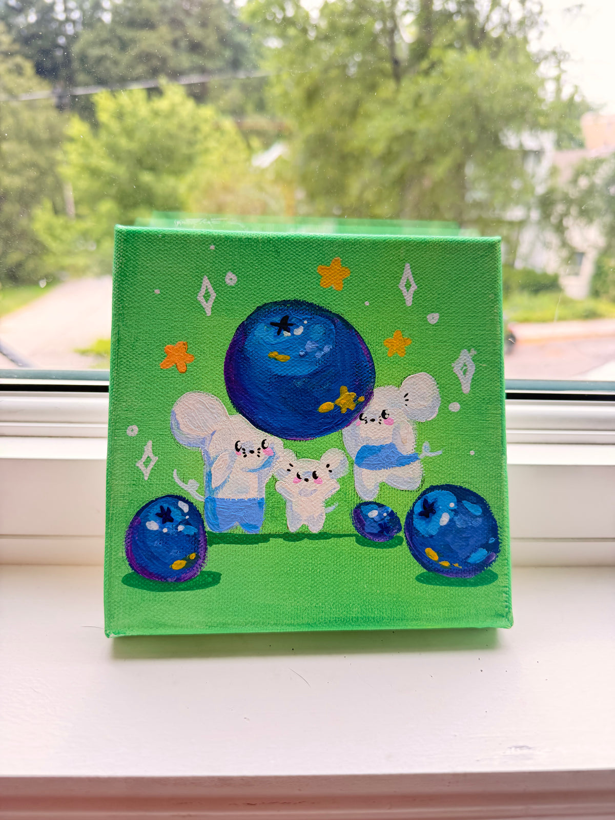 Original mouse blueberry art (canvas)