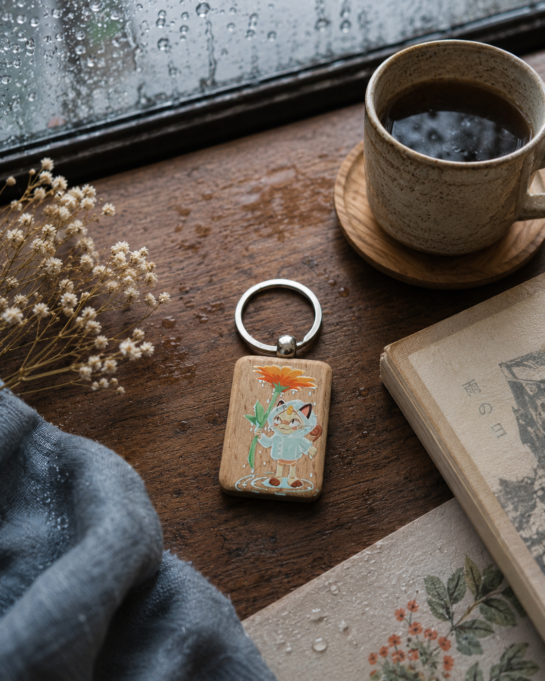 Rainy Cat Keychain